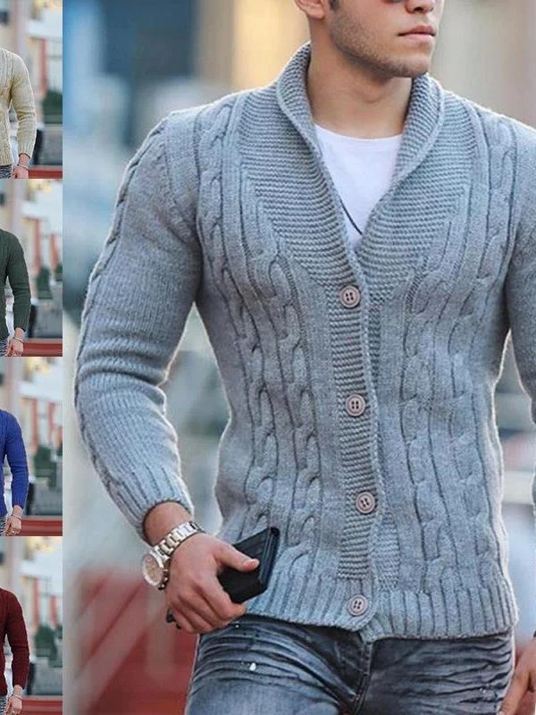 

Faionable Long Sve Slim Fit вязаный свитер для мужчин с воротником открытый кардиган теплая молодежная осенняя одежда европейский простой сле