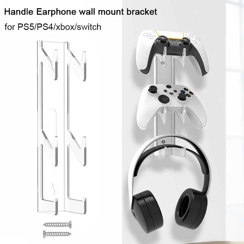 Game Handle Earphone wall mount stand bracket for nintendo switch/PS4/PS5/xbox wall mounted storage transparent hanging rack