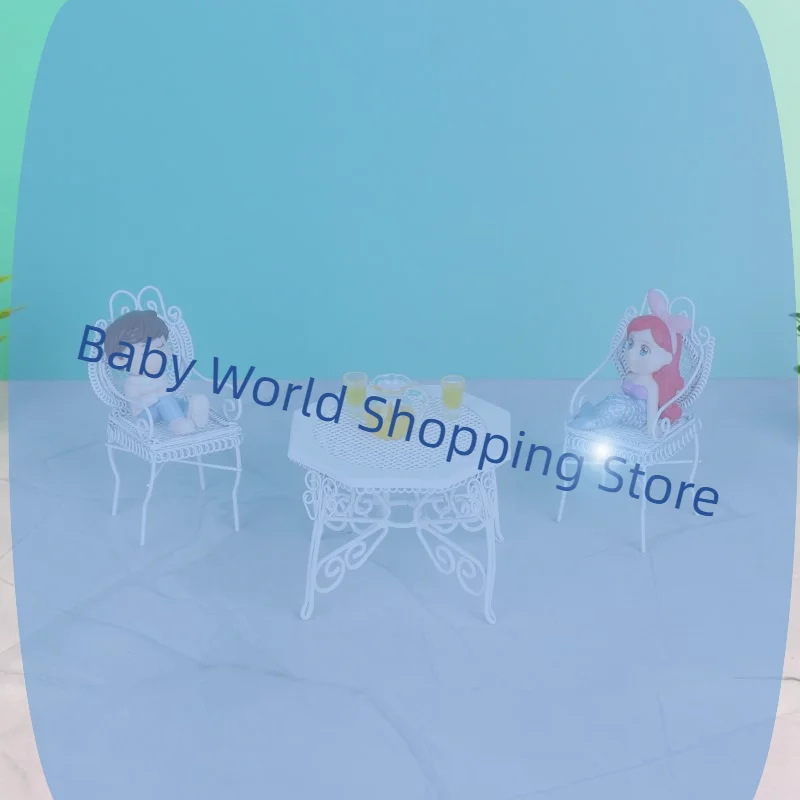 3 個シミュレーションミニ鉄八角形テーブルと椅子モデル 1/12 ドールハウスミニチュア家具セットごっこ遊びおもちゃ子供のため
