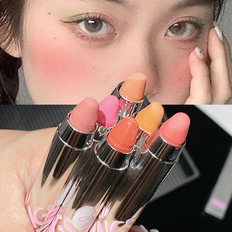 Silver Tube Moistured Blush Stick Lip Tinted Eyes Cheek and Lip Brighten Cream Bronzer Highlight Stick Matte Contour Makeup Pen