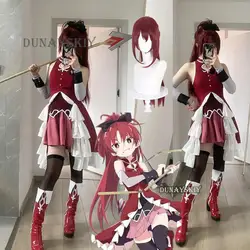 Anime Puella Magi Madoka Magica Sakura Kyoko Costume Cosplay Clothes Wig Cosplay Battle Dress Cosplay Magical Girl Woman Set