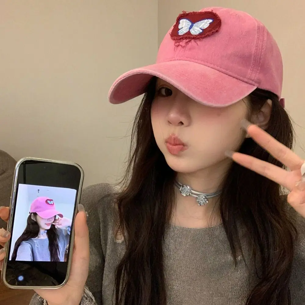 لطيف التطريز قبعة بيسبول القطن رقيقة قبعة الشمس فراشة بسيطة قبعة بيسبول فتاة / صبي