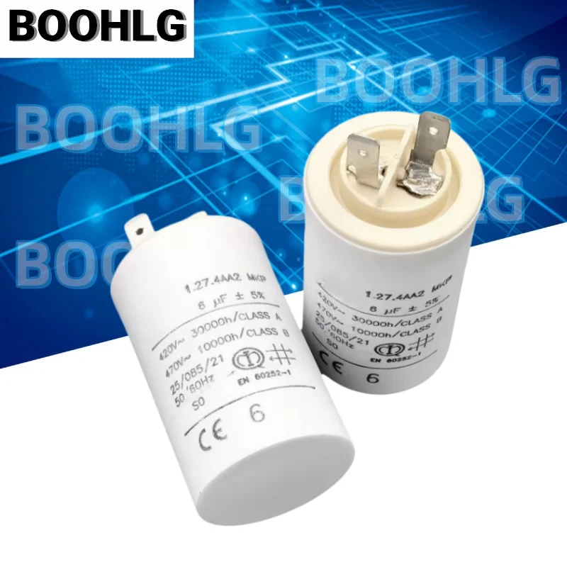 

1Pcs 1.27.4AA2 MKP 6uF 420V 470V Inverter Motor Start Run Capacitor