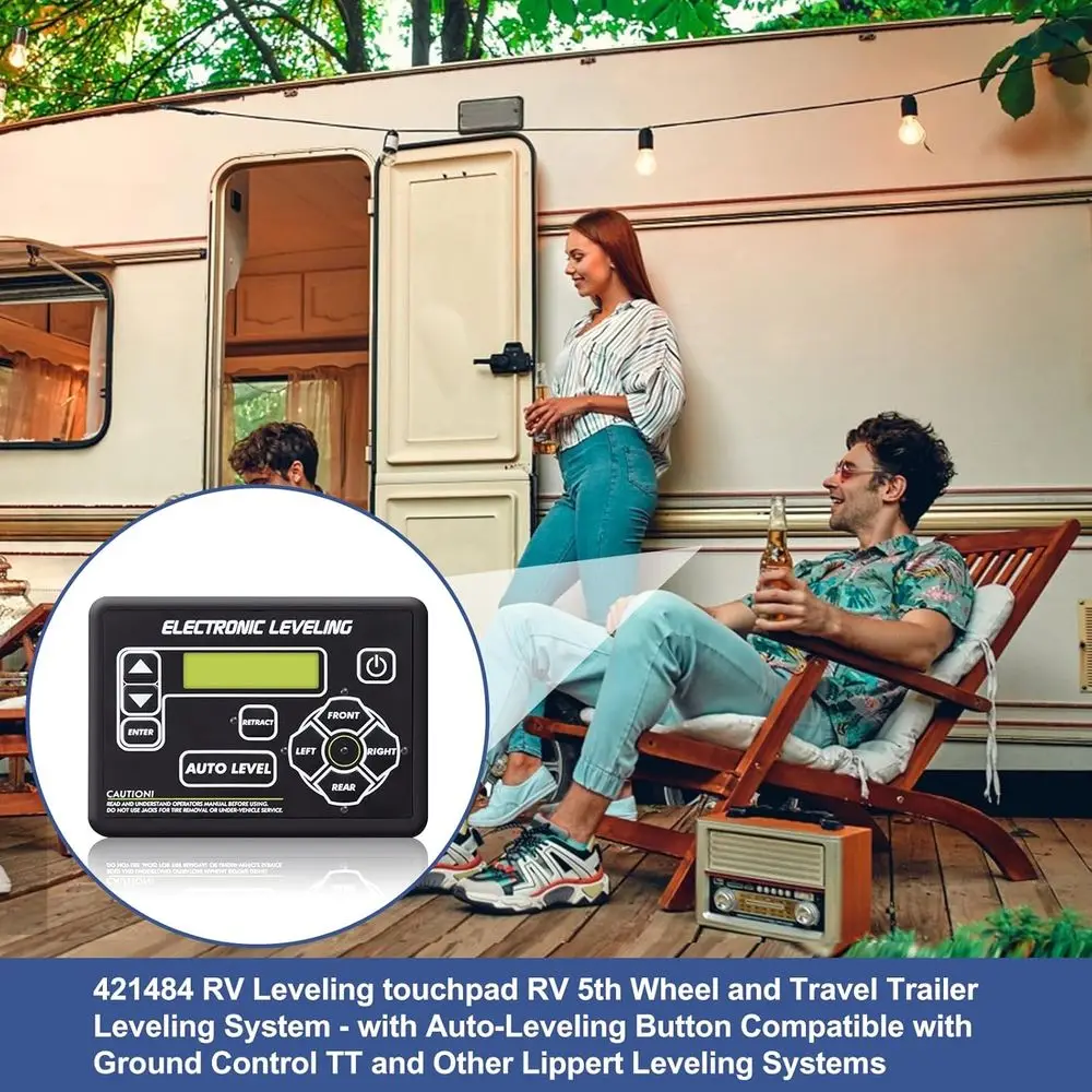 421484 لوحة اللمس RV نظام تسوية العجلة الخامسة ومقطورة السفر - مع زر التسوية التلقائية المتوافقة مع الأرض C