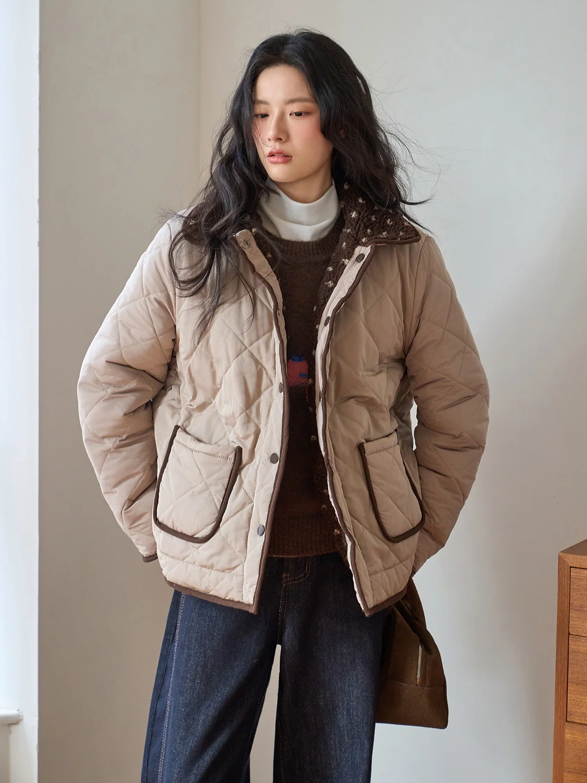 

Двусторонняя хлопковая куртка с подкладкой из овечьего меха, свободное пальто, модный женский кардиган, теплая зимняя верхняя одежда