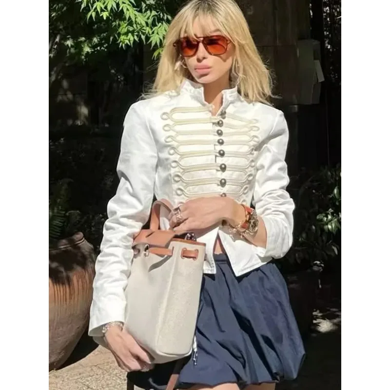 

ZHIO Women Vintage Jacket Round Neck Single Breasted Slim Short Jackets Solid Slim Fit 2026 New Lady Daily Street Outerwears