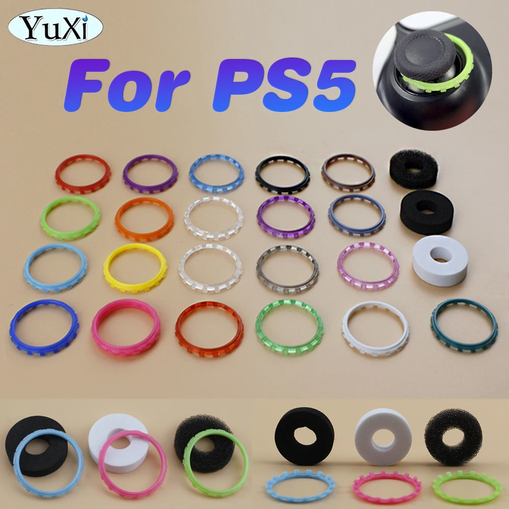 1Set Joystick Protector Ring For PS5 DIY Color Thumbstick Decoration Circle & Rubber Sponge Auxiliary Ring Gamepad Kit