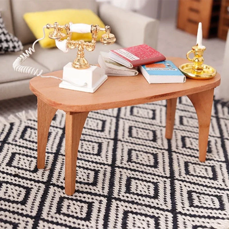 アンティークドールハウスコーヒーテーブル1/12スケールモデル置物ミニチュア家具子供用ごっこ遊び活動シーン装飾15UB