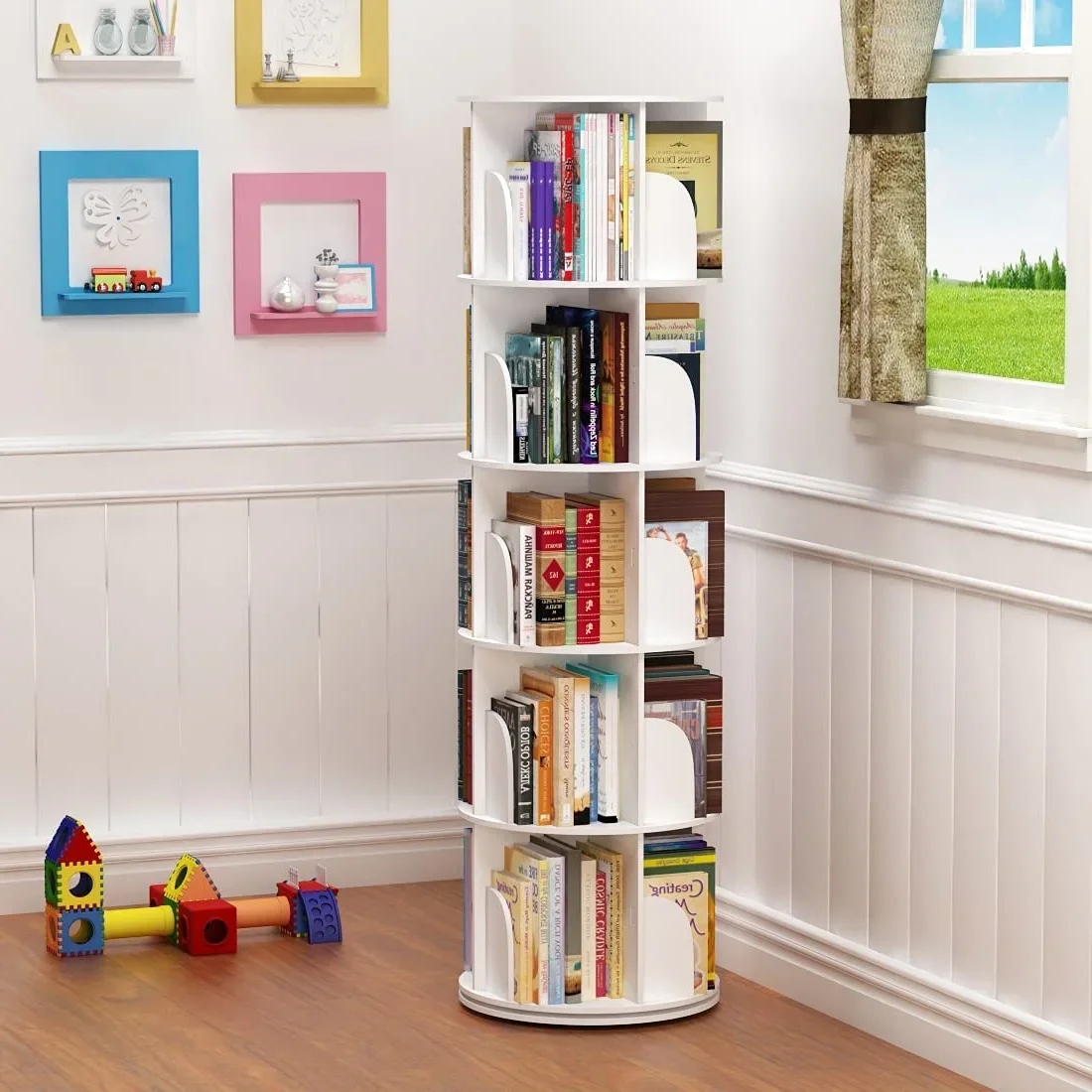 

Wooden Bookcase Storage Cabinet Bookcases Bookshelves Rotating Corner Bookshelf Libreria Bambini Libreria Library Furniture