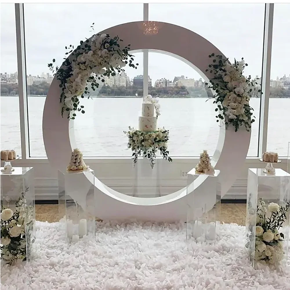 Colorful Wedding Decoration Pink White Arch Backdrop Stand Acrylic Arch Party Backdrop