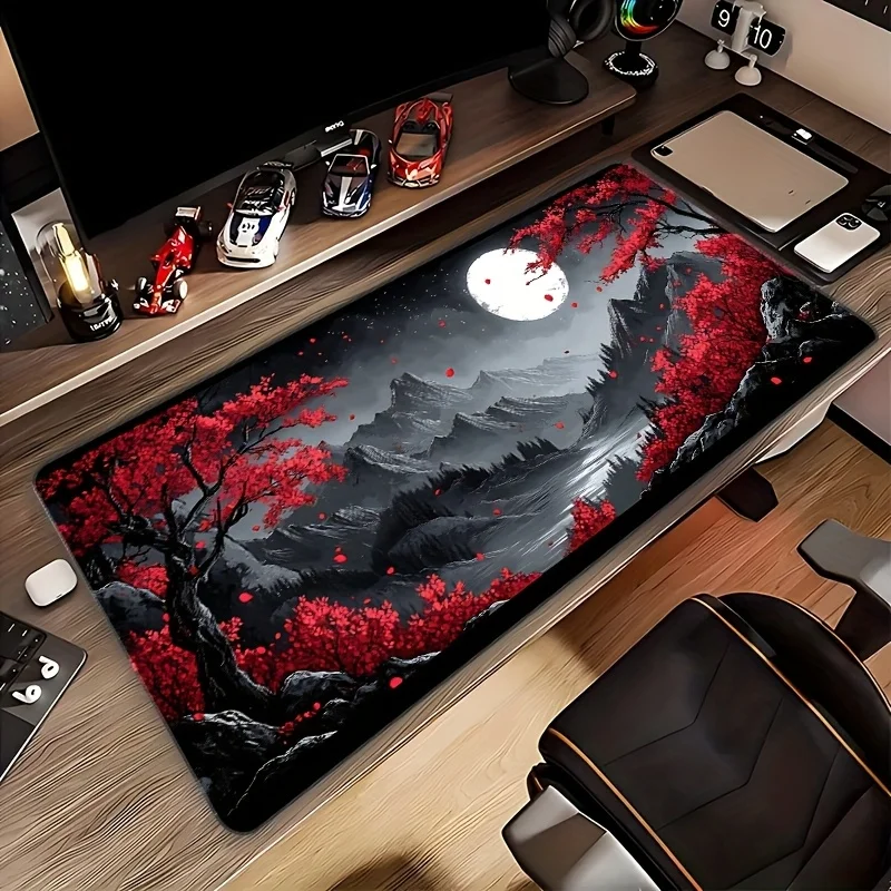 

Red Maple Night Valley Extra Large Gaming Mouse Pad Non-Slip Rubber Stitched Edge Desk Mat