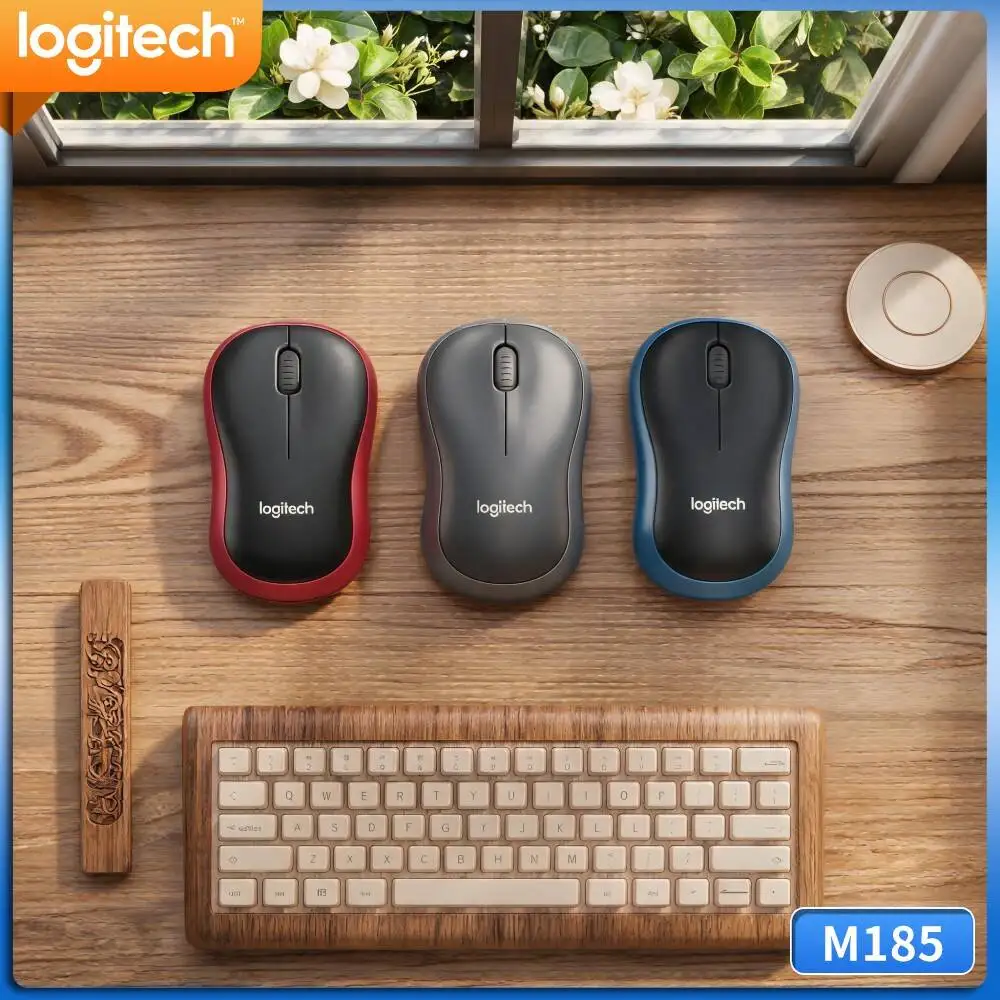 Logitech M185 Daily-Office Mouse Symmetric Design 10m Range 12-Month Battery Nano Receiver Multi-System Tool