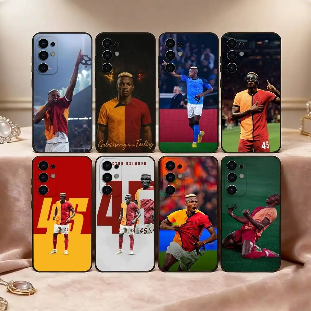 

Football V-Victor O-Osimhen Phone Case Black Silicone Soft For Samsung S25,S24,S21,S22,S23,S30,Ultra,S20,Plus,Fe,Lite