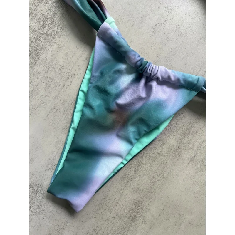 Traje de baño Vintage Tie Dye, Bikini para mujer, Push Up, conjunto de Bikini con tirantes fruncidos a la moda, nuevo traje de baño de verano 2025, ropa de playa