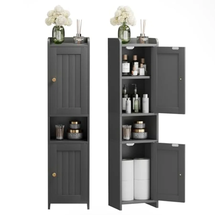 

Bathroom Cabinet with 2 Doors 7.3 x 9.8 x 40.4 Inch Small Freestanding Storage Cabinet with Adjustable Shelf Floor Cabinet for
