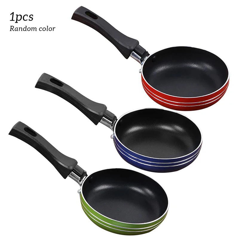 1Pc Frying Pan Non-Stick Stainless Steel Frypan Pot Saucepan Random Color For Cookware Kitchen For Eggs Pancakes 12/14/16/18cm