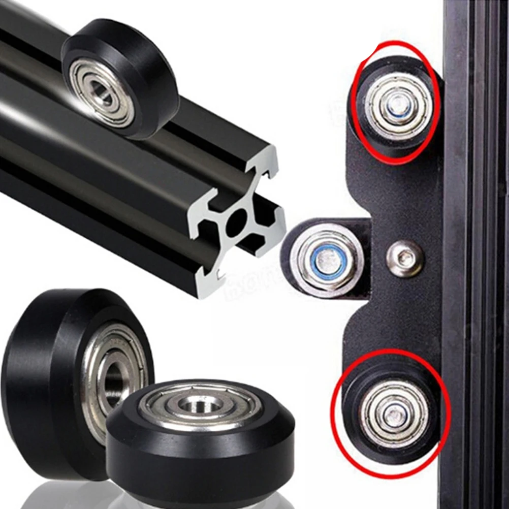 

10 PCS Replacement Bearings Groove Ball 5mm Bore Pulley Printer POM 3D Black Small