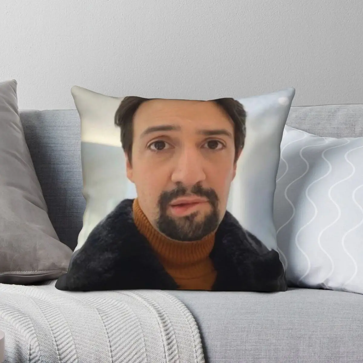 Lin-Manuel Miranda Lip Bite Square Pillowcase Polyester Linen Velvet Creative Zip Decorative Home Cushion Cover