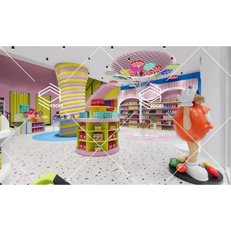 Customized-Morden Style Candy Store Display Interior Design Decorations Colorful Design Candy Kiosks Showcase Factory Price Cand