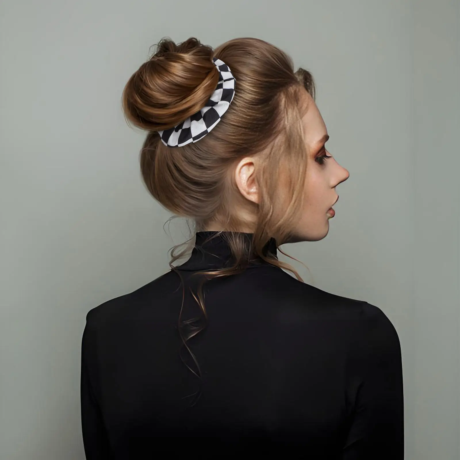 

2Pcs Black White Chessboard Pattern Hair Ties Women Elastic Scrunchies Essential Hair Accessories Ponytail Holders for Women