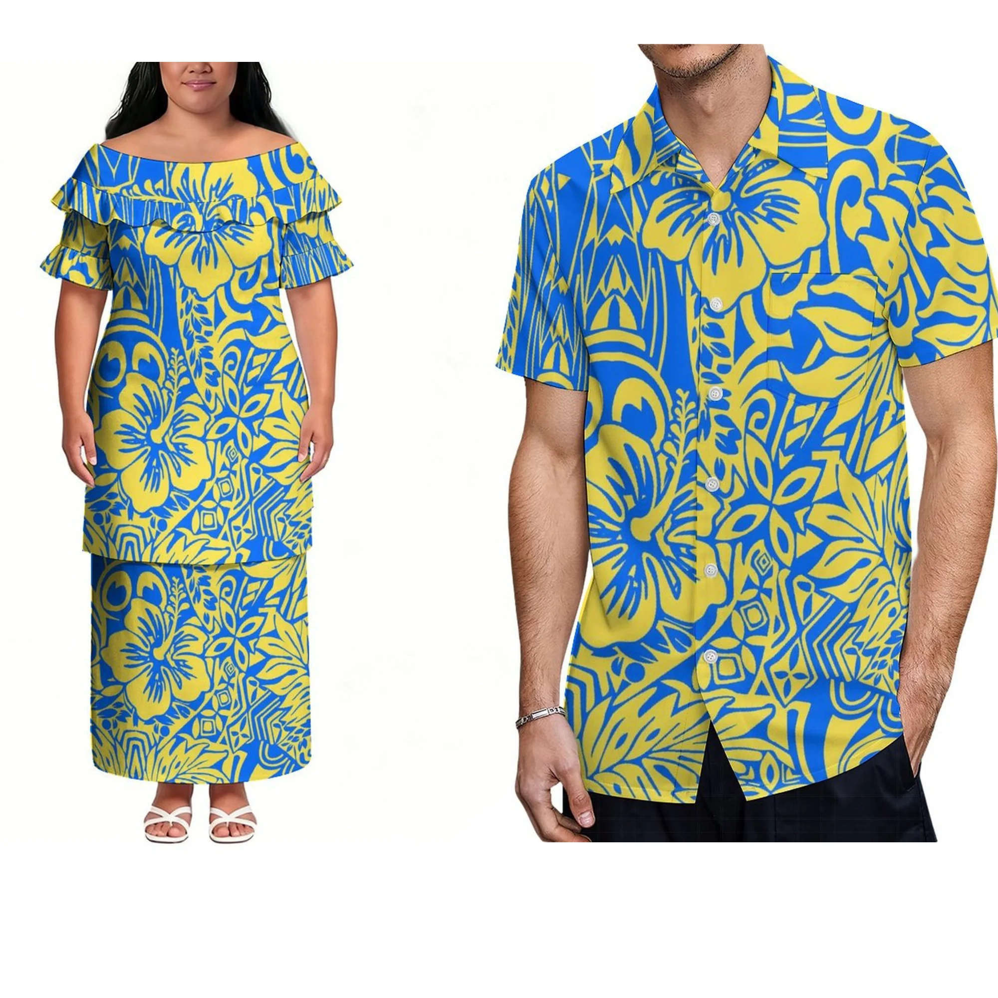 Fiji  Puletasi Women'S Wear Polynesian Women'S Short-Sleeved Dress In Polynesian Samoa Island Style Men'S Beach Shirt