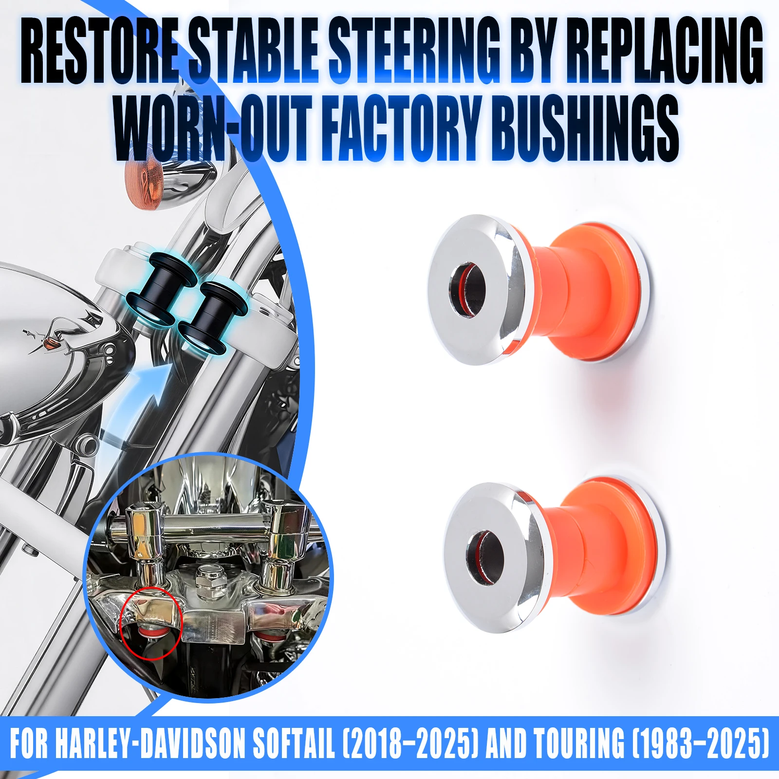 Handle Bar Riser Bushing Retainer Washers Inner Sleeves Steel For Harley Touring 1983-2025 Softail 2018-2025