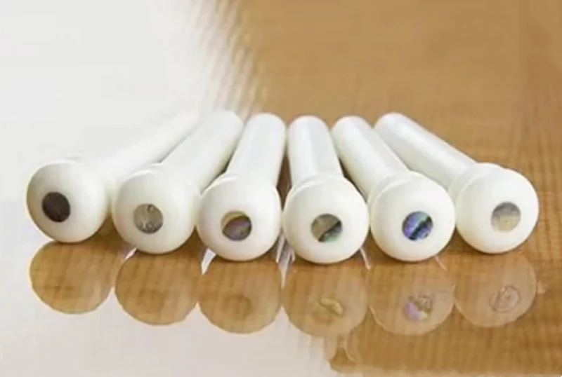 

6x Unslotted Bone Guitar String Peg Pin Bridge Abalone shell Inlay Luthier Saddle Nut H01-N