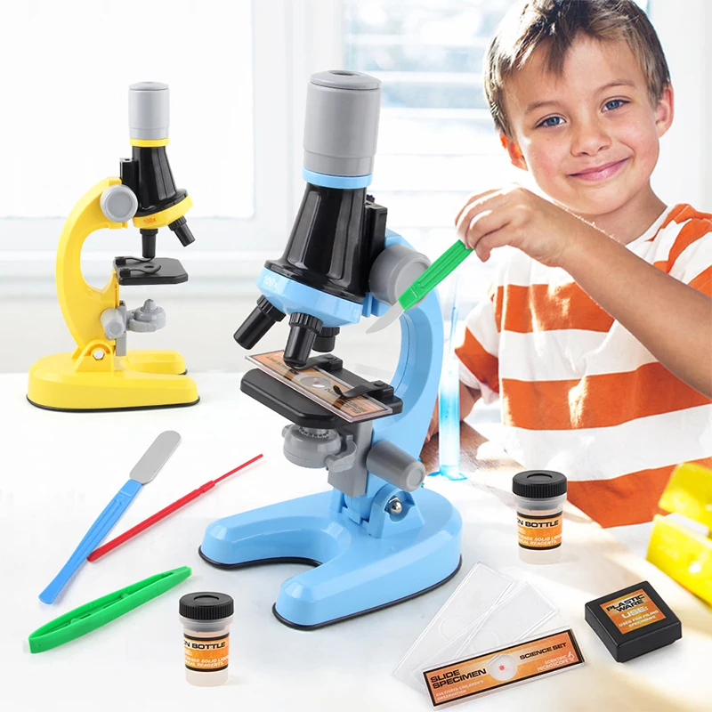 Children Microscope Biology Lab LED 1200x School Science Experiment Kit Education Scientific Toys Gifts For Kids Scientist