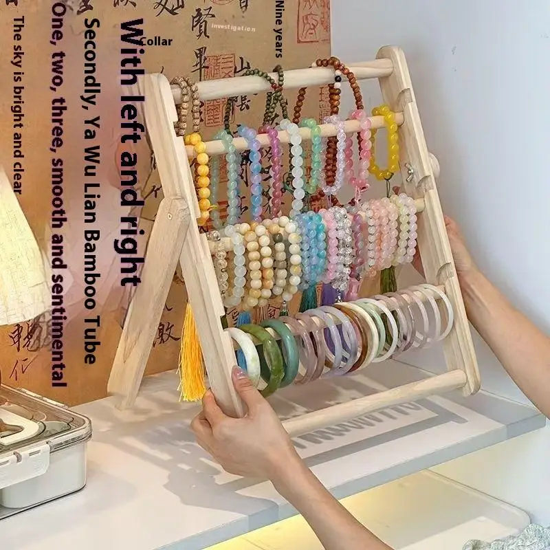 Hair Accessories Jewelry Headwear Exhibition Rack Jewelry Storage Wooden Headband Storage Rack Display Stand 2 Layer Home Use