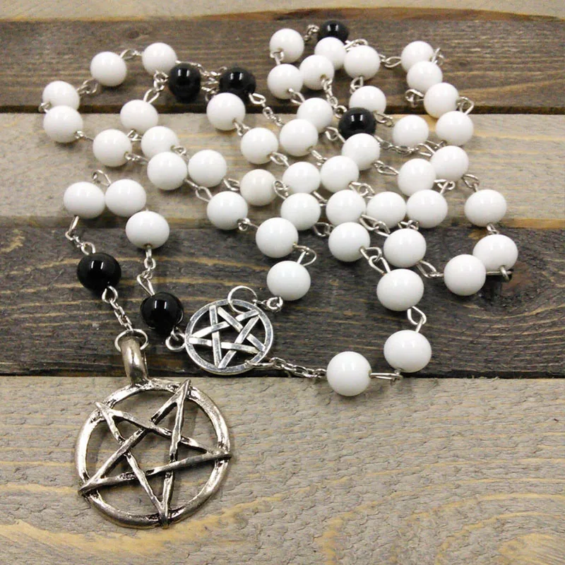 Wicca Re-imagined Rosary Glass Bead Pagan Prayer Beads Necklace