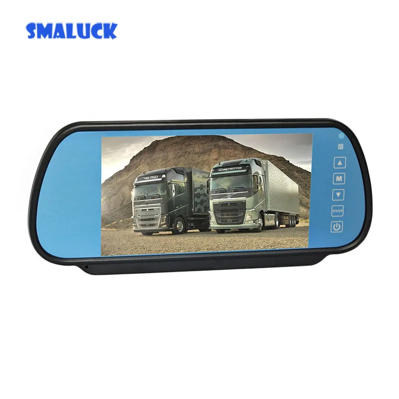 SMALUCK 7 Inch TFT LCD Display Rear View Car Mirror Monitor With 2 Video Input for Car CCD Camera Cam / DVD