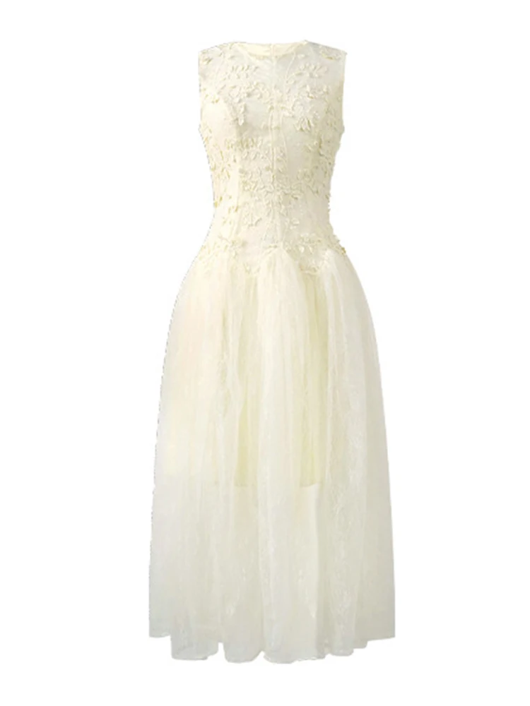 Elegante Zoete Tule Jurk Vrouwen Sexy Sheer Mesh Splice Vest Swing Gewaad Vrouwelijke Avondfeest Vestidos Prachtige Baljurk mujer