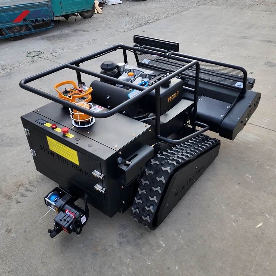 Remote Control Zero-Turn Lawn Mower & Mulcher 800mm Cordless Mower with Petrol/Diesel Engine Robot Flail Mower