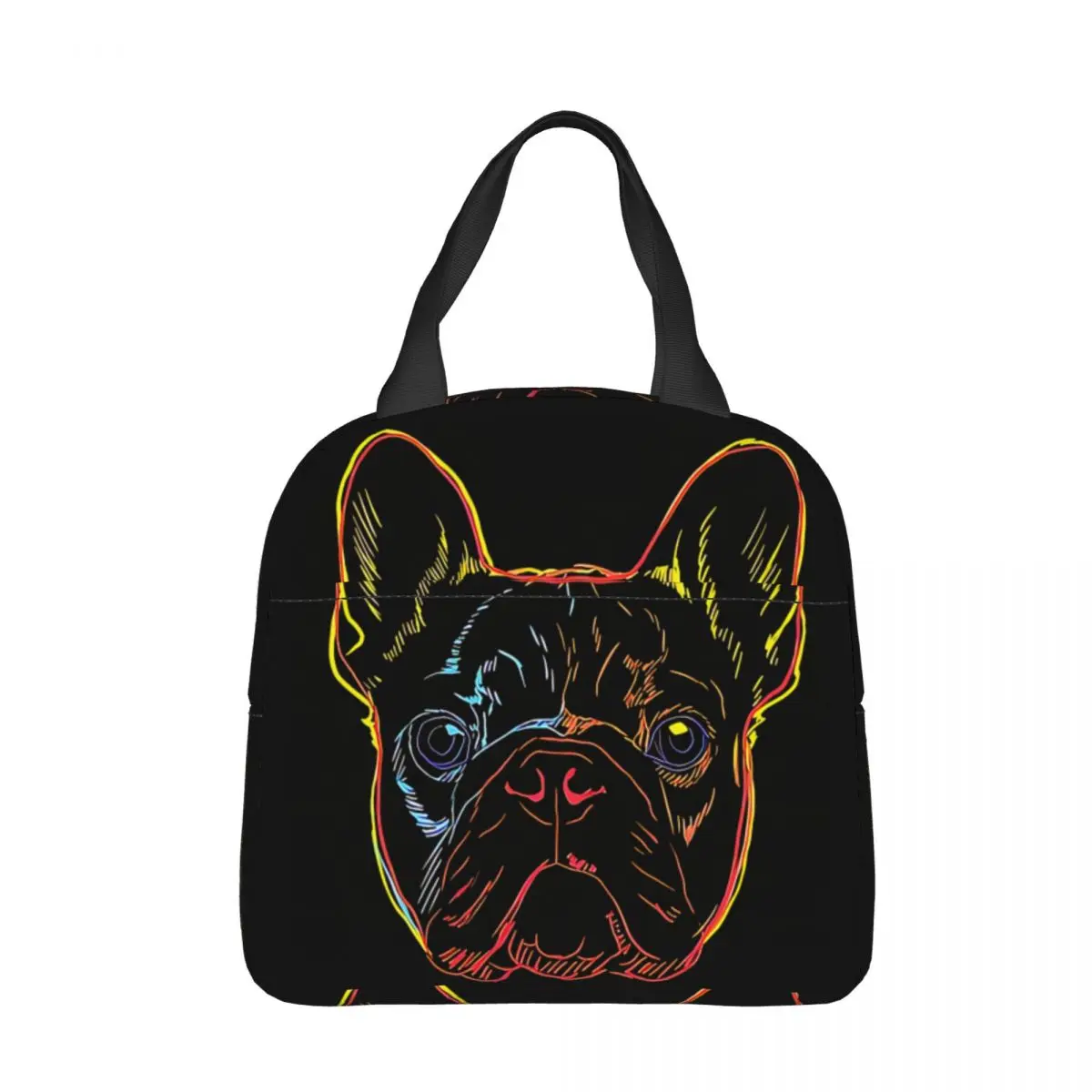 Colourful French Bulldog Dog Insulated Lunch Bag Lovely Dog Animal Pets Women Kids Cooler Bag Thermal Portable Lunch Box Pack