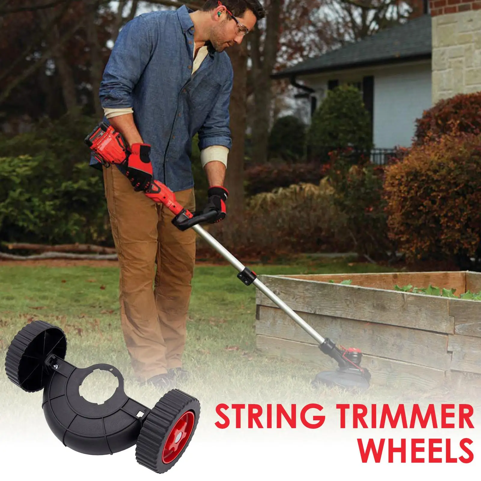 WeedTrimmer Support Wheels Attachment Universal Adjustable Detachable Auxiliary Wheel with Protective Cover Grass Cutter Parts