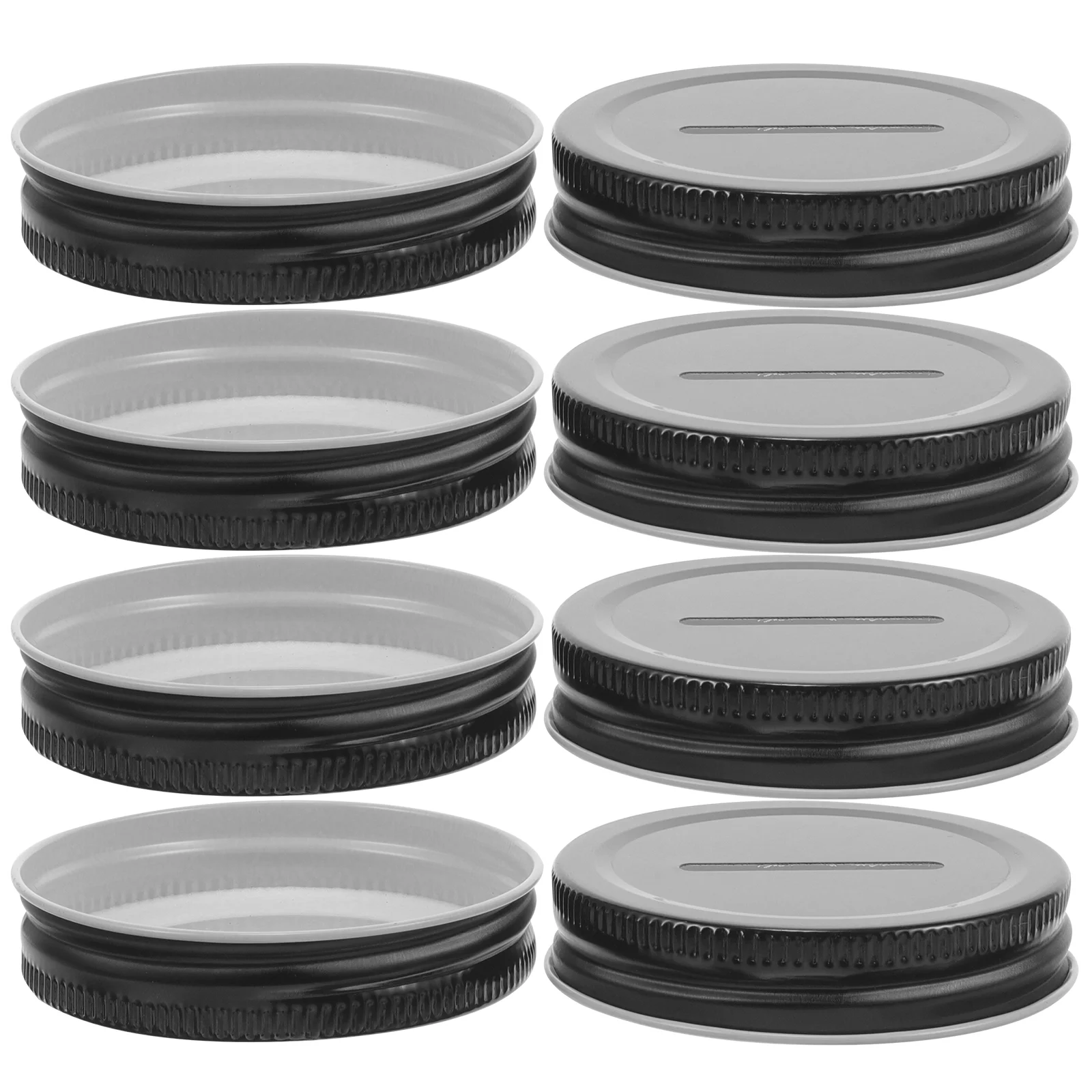 12 Pcs Mason Jar Lids with Money Slot Tinplate Piggy Bank Canning for Home Black Cup