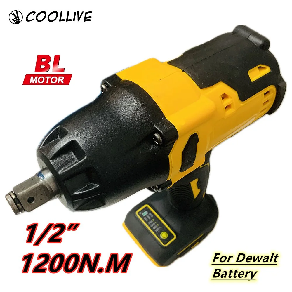 For Dewalt 18V20V Battery 1200N.m Brushless Electric Impact Wrench 1/2 inch Wrench Drill Removal Car Wheel Repair Power Tools