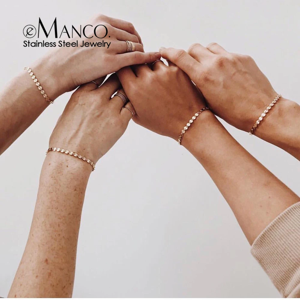 EMANCO Not Fade Adjustable Stainless Steel Bracelet Ankle Bracelets for Women Best Friend Dainty Bracelet Wholesale Jewelry