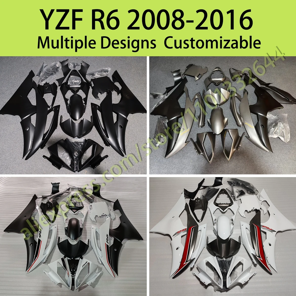 

Full Fairing Kit YZFR6 2008 2009 2010 2011 2012 2013 2014 2015 2016 Motorcycle Body Cover Fairings for Yamaha YZF R6 08-16