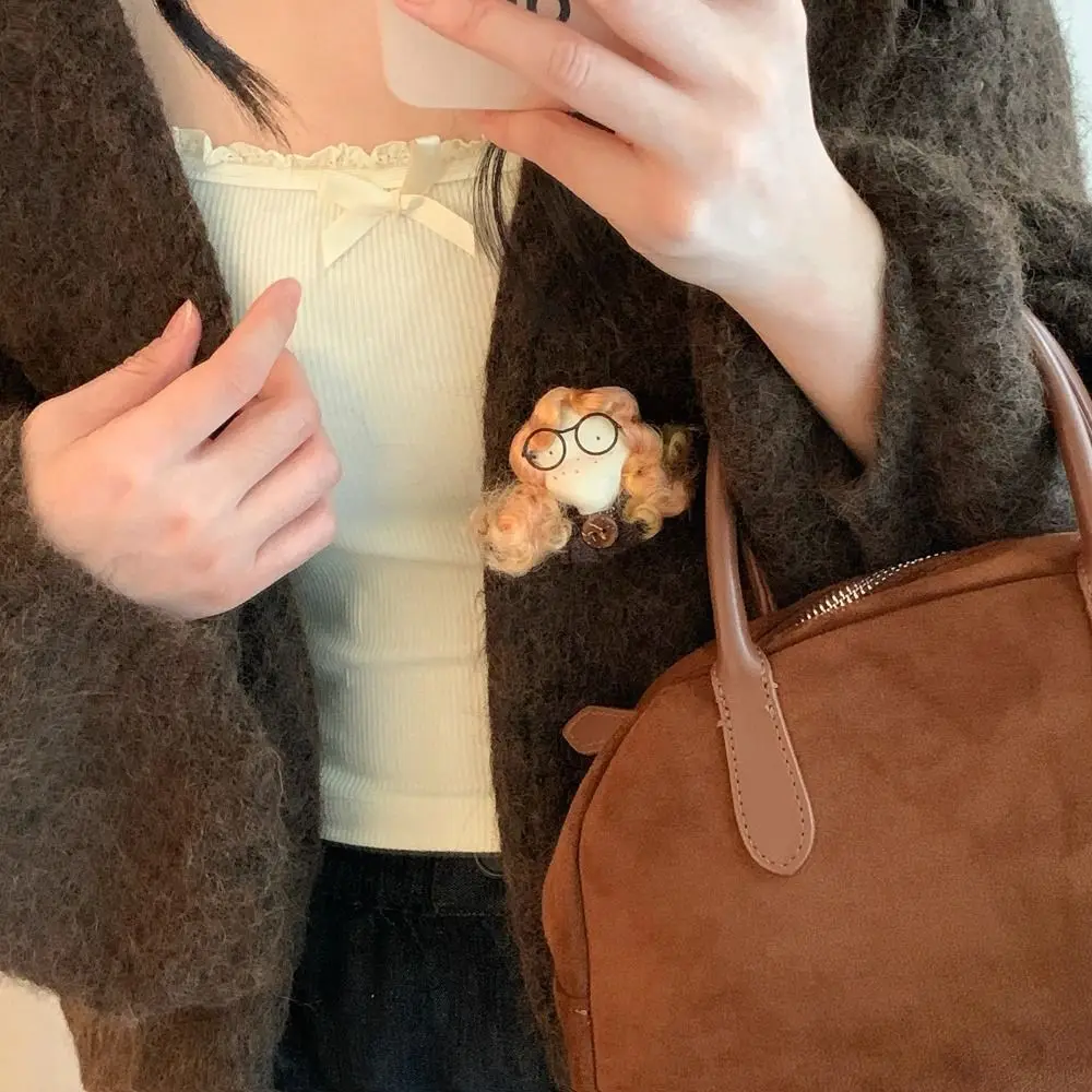 مجعد الشعر فتاة القماش النسيج بروش لطيف الرجعية الكرتون سترة دبوس دبوس الملحقات ليتل أرنب بروش الملابس التبعي #3