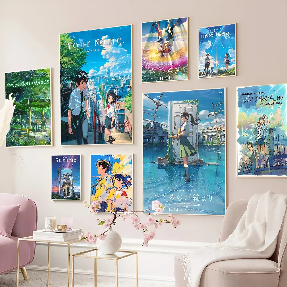 MMakoto Anime SShinkai DIY Sticky Poster Wall Sticker for Living Room Bar Decoration Modern Wall Decor