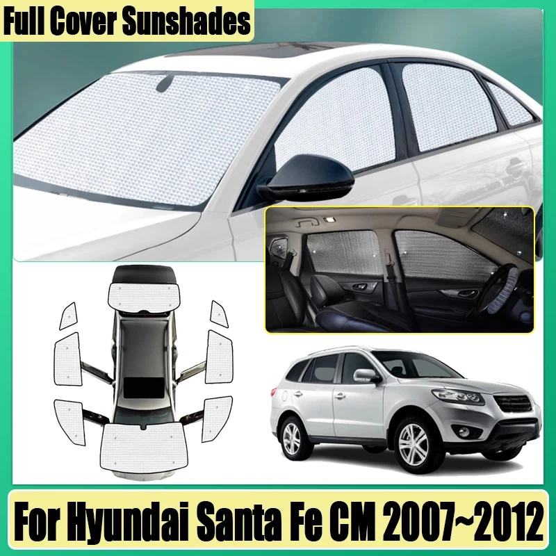 Car Sunshades For Hyundai Santa Fe CM 2007 2008~2012 Full Coverage Sunshade Anti-UV Privacy Blocks Side Window Visor Accessories