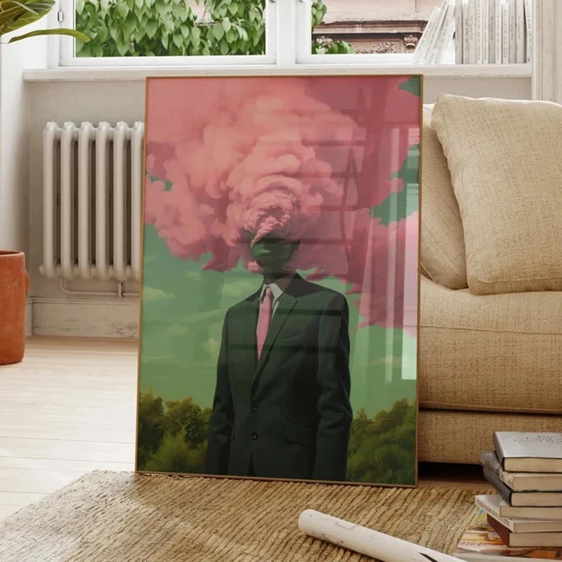 

Retro Pink and Green Cloud Canvas Poster Picture Wall Art, Surreal Dreamy Wall Print, Living Room, Bedroom and Home Decoration