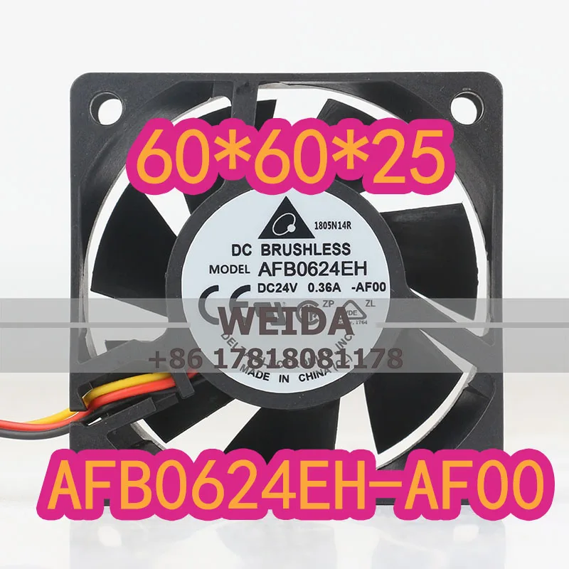 6CM Cooling Fan Delta 24V 0.36A AC EC 6025 Three-wire Alarm Cabinet Double Ball Inverter AFB0624EH-AF00