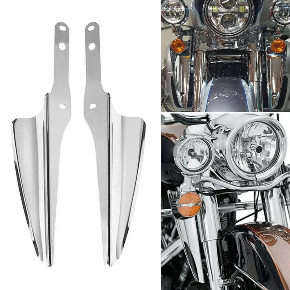 Motorcycle Chrome/Black Fork Front Wind Baffle Windshield Deflector Trim For Harley Touring Road King Street Glide CVO 1995-2021