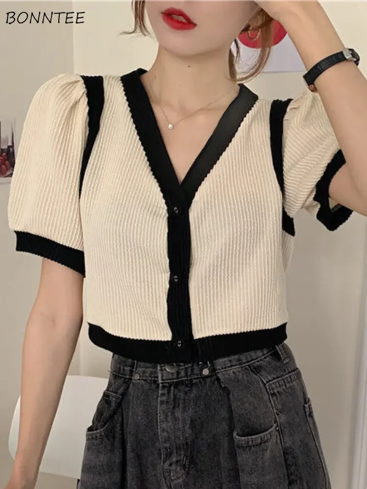 

T-shirts Women Panelled Casual Simple Korean Style Ladies Cozy Classics All-match Summer Daily Modern Tender Delicate Sweet Ins
