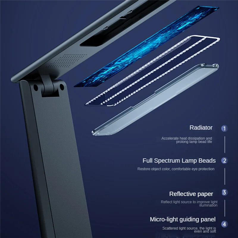 ABMO LED 折りたたみデスクランプ充電タッチコントロール調光可能なデスクトップ目の保護読書研究オフィス寝室のベッドサイドランプ