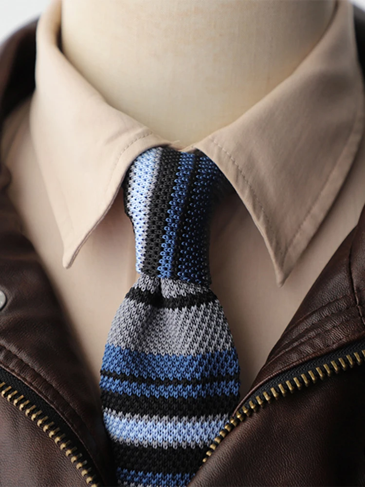 2025 nouveaux cravates bleues rayées pour hommes décontracté 6CM cravates étroites créatives points blancs cravate accessoires de fête de mariage cravate cadeau