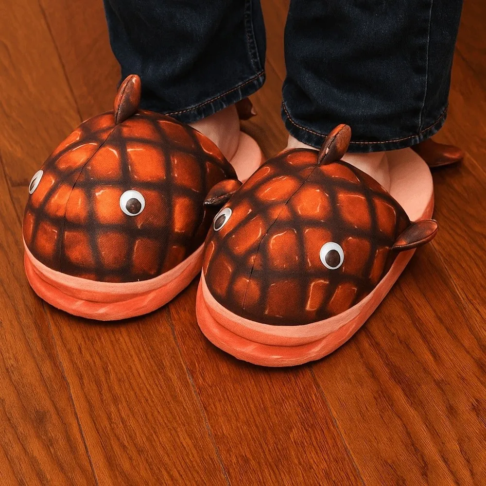 Bread Whale EVA Whale Shark Slippers Thick Sole Creative Whale Plush Slippers Non-Slip Cute Winter Fluffy Slides Girls