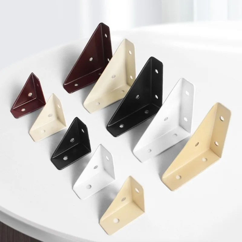 4pcs Angle Corner Brackets Cold Rolled Steel Braces Joining Support Beige 38mm